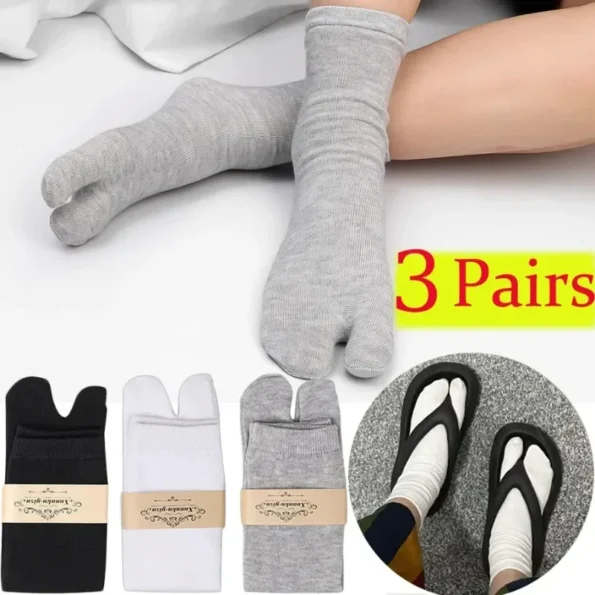 Calcetines-largos-transpirables-de-fibra-de-dos-dedos-chanclas-sandalia-Punta-dividida-Geta-Tabi-Ninja-desodorante