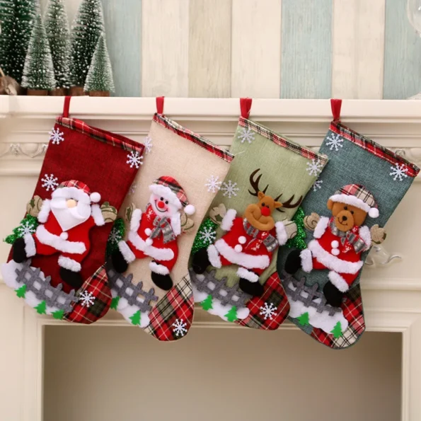 Décoration de Noël chaussettes de Noël – Motifs festifs et suspendus
