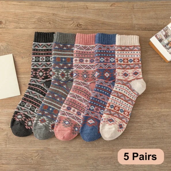 5 paires de chaussettes chaudes unisexe – Confort et chaleur d’hiver
