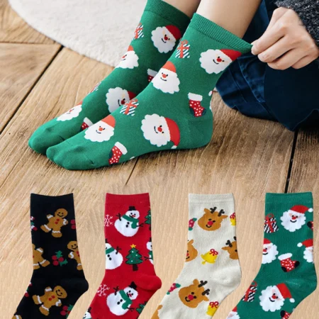 4 paires de chaussettes de noël femme drôle