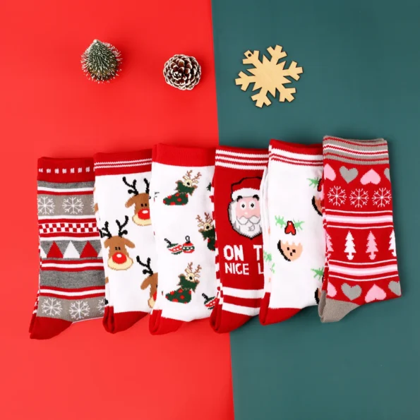 Chaussettes de Noël mi-mollet homme femme – Confort et motifs festifs