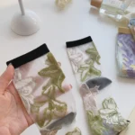 Lot de 5 paires de chaussettes femme transparentes à motifs
